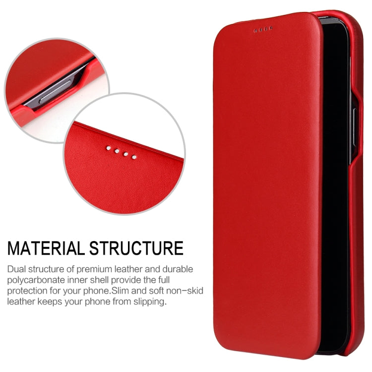 For iPhone 13 mini Fierre Shann Magnetic Genuine Leather Phone Case (Red) - iPhone 13 mini Cases by FIERRE SHANN | Online Shopping UK | buy2fix