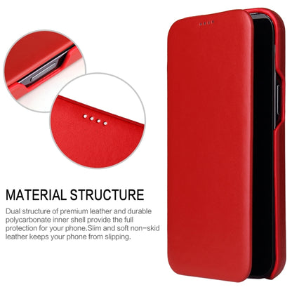 For iPhone 13 Fierre Shann Magnetic Genuine Leather Phone Case(Red) - iPhone 13 Cases by FIERRE SHANN | Online Shopping UK | buy2fix