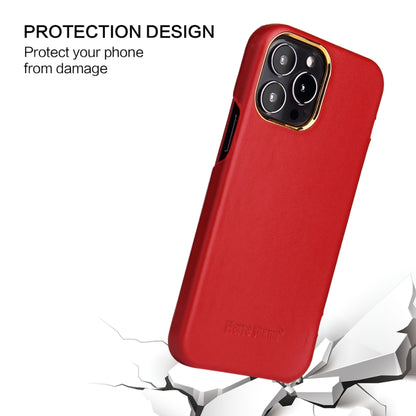 For iPhone 13 Fierre Shann Magnetic Genuine Leather Phone Case(Red) - iPhone 13 Cases by FIERRE SHANN | Online Shopping UK | buy2fix