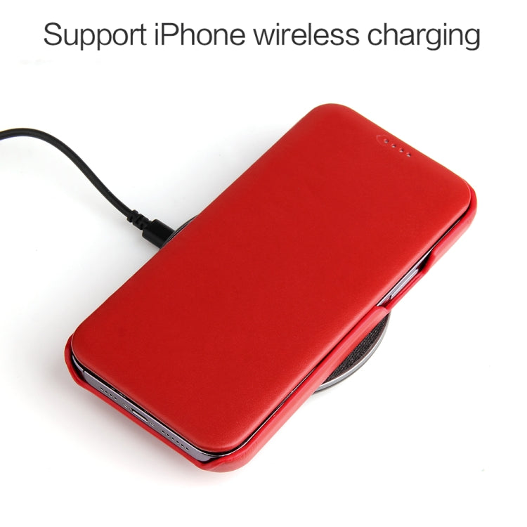 For iPhone 13 Fierre Shann Magnetic Genuine Leather Phone Case(Red) - iPhone 13 Cases by FIERRE SHANN | Online Shopping UK | buy2fix