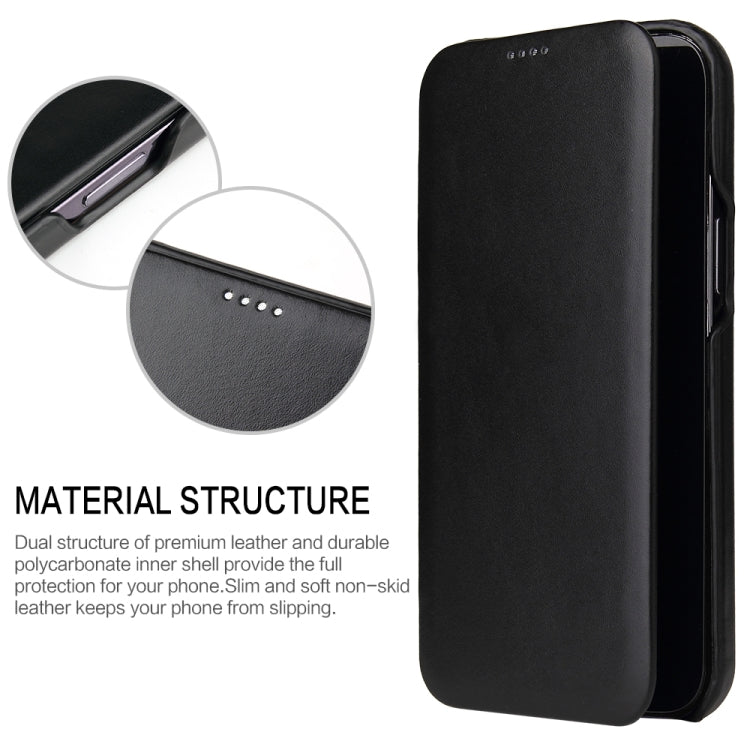 For iPhone 13 Fierre Shann Magnetic Genuine Leather Phone Case(Black) - iPhone 13 Cases by FIERRE SHANN | Online Shopping UK | buy2fix