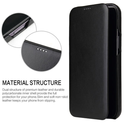 For iPhone 13 Fierre Shann Magnetic Genuine Leather Phone Case(Black) - iPhone 13 Cases by FIERRE SHANN | Online Shopping UK | buy2fix