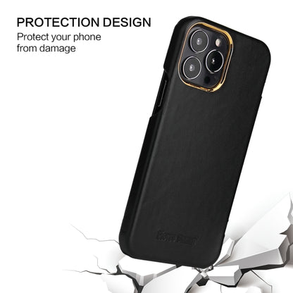 For iPhone 13 Fierre Shann Magnetic Genuine Leather Phone Case(Black) - iPhone 13 Cases by FIERRE SHANN | Online Shopping UK | buy2fix