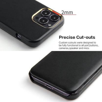 For iPhone 13 Fierre Shann Magnetic Genuine Leather Phone Case(Black) - iPhone 13 Cases by FIERRE SHANN | Online Shopping UK | buy2fix