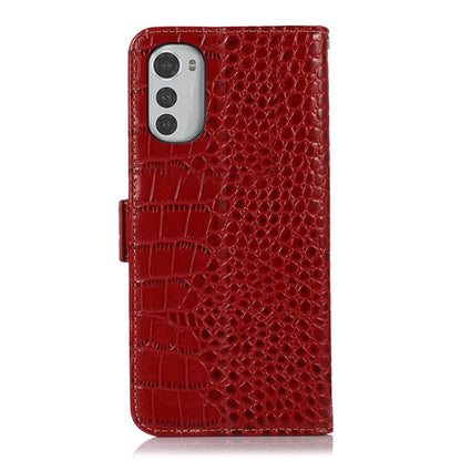 For Motorola Moto E32 4G Crocodile Top Layer Cowhide Leather Phone Case(Red) - Motorola Cases by buy2fix | Online Shopping UK | buy2fix