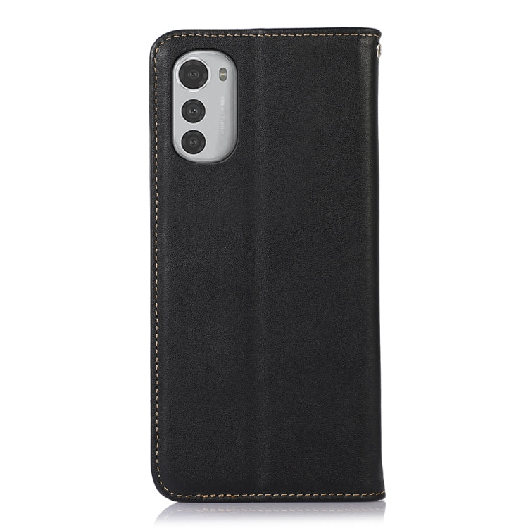 For Motorola Moto E32 4G KHAZNEH Nappa Top Layer Cowhide Leather Phone Case(Black) - Motorola Cases by buy2fix | Online Shopping UK | buy2fix