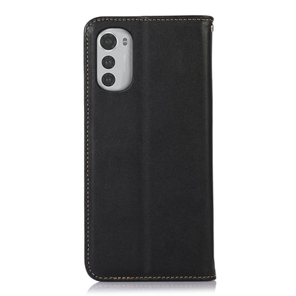 For Motorola Moto E32 4G KHAZNEH Nappa Top Layer Cowhide Leather Phone Case(Black) - Motorola Cases by buy2fix | Online Shopping UK | buy2fix