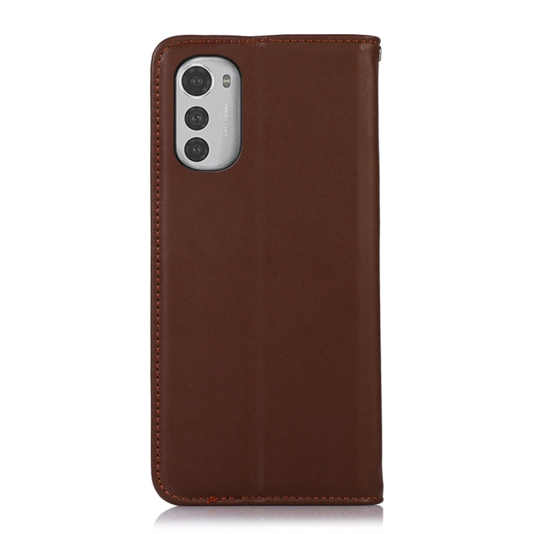 For Motorola Moto E32 4G KHAZNEH Nappa Top Layer Cowhide Leather Phone Case(Brown) - Motorola Cases by buy2fix | Online Shopping UK | buy2fix