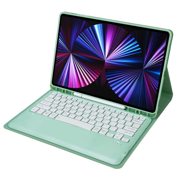 C12B Detachable Pen Slot Bluetooth Keyboard Leather Tablet Case For iPad Air 13 2025 / 2024 / Pro 12.9 inch 2021/2020/2018(Mint Green) by buy2fix