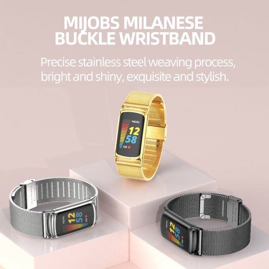 For Fitbit Charge 5 / Charge 6 Mijobs Milan Buckle Stainless Steel Metal Watch Band(Gold) by MIJOBS