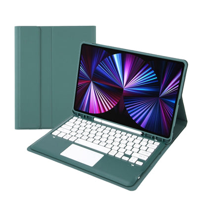 T12B-A Detachable Touch Pad Bluetooth Keyboard Leather Tablet Case For iPad Air 13 2025 / 2024 / Pro 12.9 inch 2021/2020/2018(Dark Green) by buy2fix