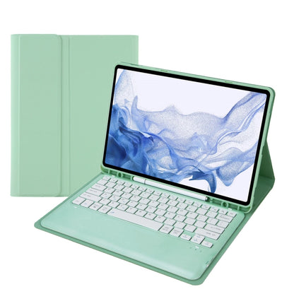 T800B Pen Slot Detachable Bluetooth Keyboard Leather Tablet Case For Samsung Galaxy Tab S8+/S7+/S7 FE(Mint Green) - Samsung Keyboard by buy2fix | Online Shopping UK | buy2fix