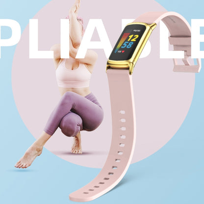 For Fitbit Charge 5 Mijobs Soft Silicone  Watch Band(Pink+Gold) - Watch Bands by MIJOBS | Online Shopping UK | buy2fix