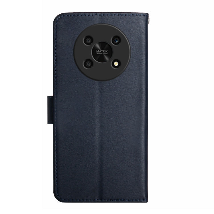 For Honor Magic4 Lite 5G Genuine Leather Fingerprint-proof Horizontal Flip Phone Case(Blue) - Honor Cases by buy2fix | Online Shopping UK | buy2fix