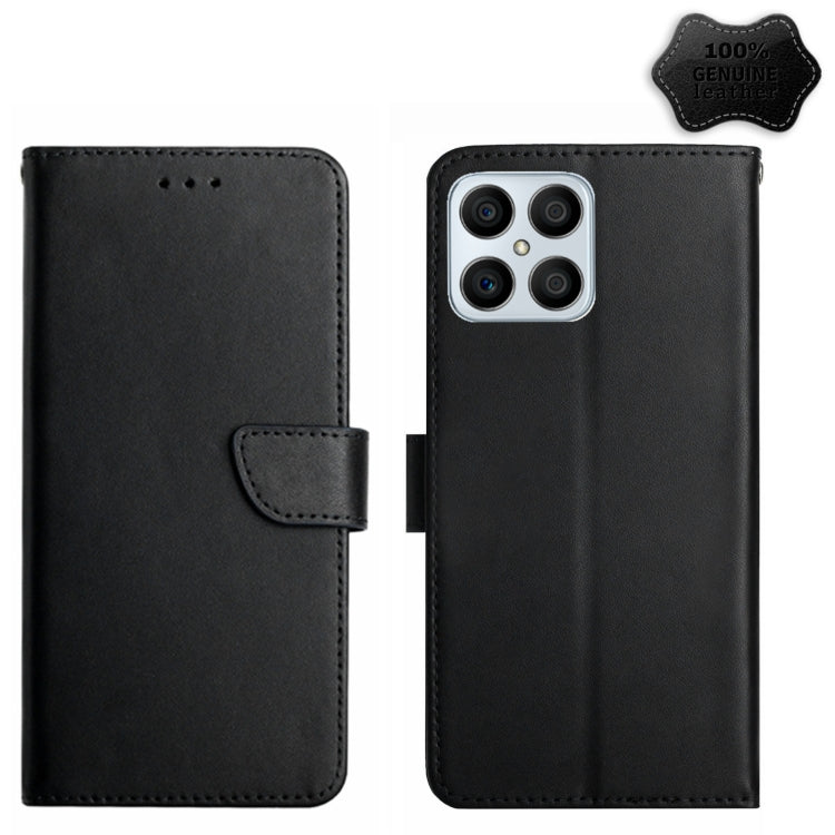 For Honor X8 Genuine Leather Fingerprint-proof Horizontal Flip Phone Case(Black) - Honor Cases by buy2fix | Online Shopping UK | buy2fix