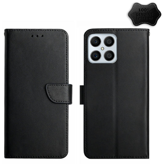 For Honor X8 Genuine Leather Fingerprint-proof Horizontal Flip Phone Case(Black) - Honor Cases by buy2fix | Online Shopping UK | buy2fix