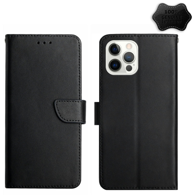 For iPhone 14 Pro Genuine Leather Fingerprint-proof Horizontal Flip Phone Case (Black) - iPhone 14 Pro Cases by buy2fix | Online Shopping UK | buy2fix