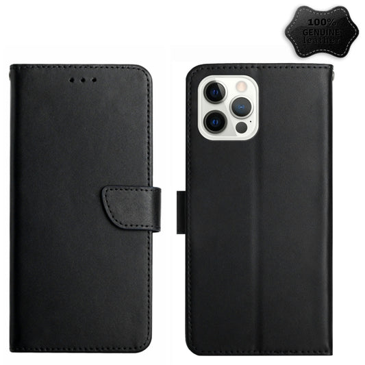 For iPhone 14 Pro Genuine Leather Fingerprint-proof Horizontal Flip Phone Case (Black) - iPhone 14 Pro Cases by buy2fix | Online Shopping UK | buy2fix