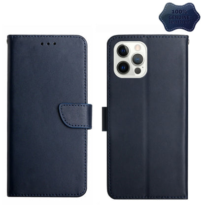 For iPhone 14 Pro Genuine Leather Fingerprint-proof Horizontal Flip Phone Case (Blue) - iPhone 14 Pro Cases by buy2fix | Online Shopping UK | buy2fix
