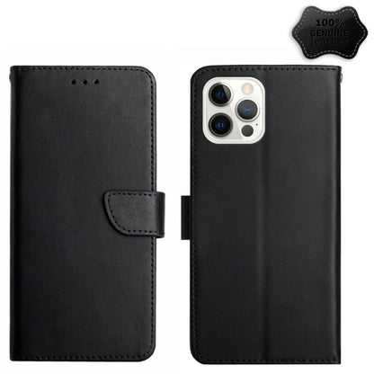 For iPhone 14 Pro Max Genuine Leather Fingerprint-proof Horizontal Flip Phone Case (Black) - iPhone 14 Pro Max Cases by buy2fix | Online Shopping UK | buy2fix