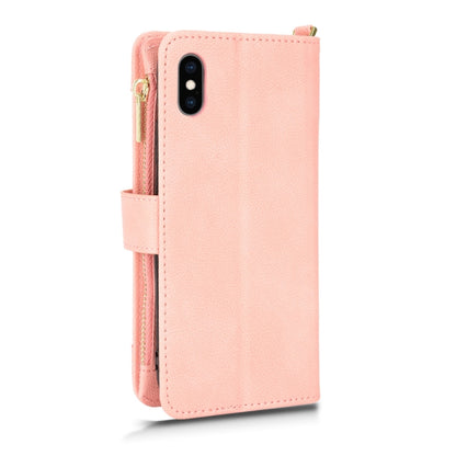 For iPhone X / XS Litchi Texture Zipper Leather Phone Case(Pink) - More iPhone Cases by buy2fix | Online Shopping UK | buy2fix