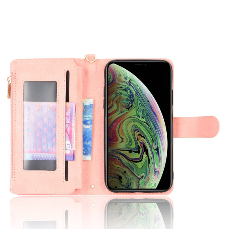 For iPhone X / XS Litchi Texture Zipper Leather Phone Case(Pink) - More iPhone Cases by buy2fix | Online Shopping UK | buy2fix