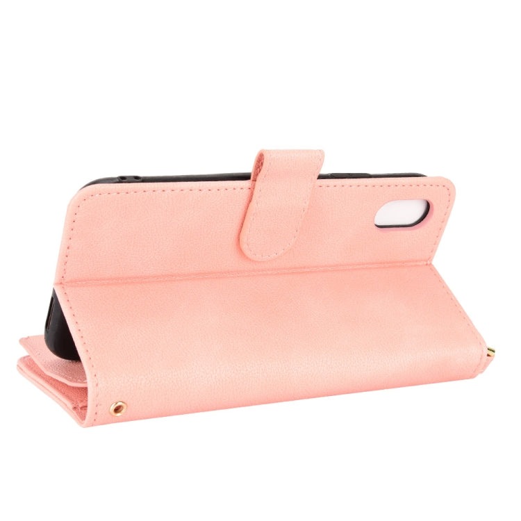 For iPhone X / XS Litchi Texture Zipper Leather Phone Case(Pink) - More iPhone Cases by buy2fix | Online Shopping UK | buy2fix