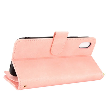 For iPhone X / XS Litchi Texture Zipper Leather Phone Case(Pink) - More iPhone Cases by buy2fix | Online Shopping UK | buy2fix