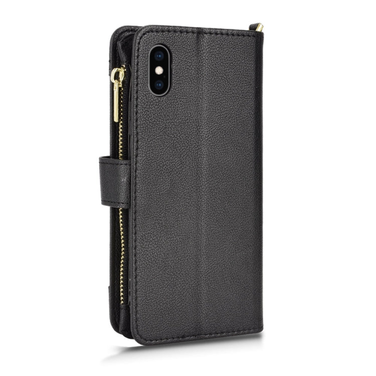 For iPhone X / XS Litchi Texture Zipper Leather Phone Case(Black) - More iPhone Cases by buy2fix | Online Shopping UK | buy2fix