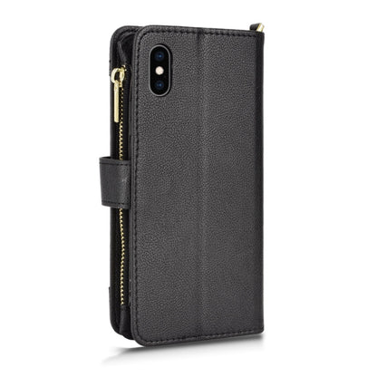 For iPhone X / XS Litchi Texture Zipper Leather Phone Case(Black) - More iPhone Cases by buy2fix | Online Shopping UK | buy2fix