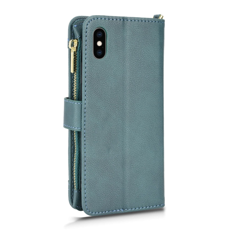 For iPhone X / XS Litchi Texture Zipper Leather Phone Case(Green) - More iPhone Cases by buy2fix | Online Shopping UK | buy2fix