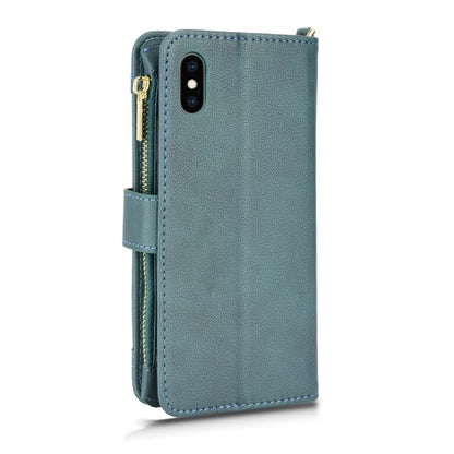 For iPhone X / XS Litchi Texture Zipper Leather Phone Case(Green) - More iPhone Cases by buy2fix | Online Shopping UK | buy2fix