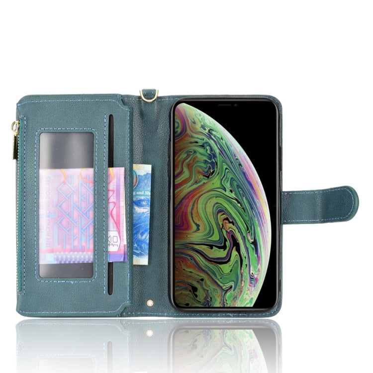 For iPhone X / XS Litchi Texture Zipper Leather Phone Case(Green) - More iPhone Cases by buy2fix | Online Shopping UK | buy2fix