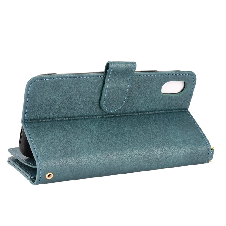 For iPhone X / XS Litchi Texture Zipper Leather Phone Case(Green) - More iPhone Cases by buy2fix | Online Shopping UK | buy2fix