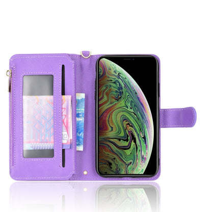 For iPhone X / XS Litchi Texture Zipper Leather Phone Case(Purple) - More iPhone Cases by buy2fix | Online Shopping UK | buy2fix