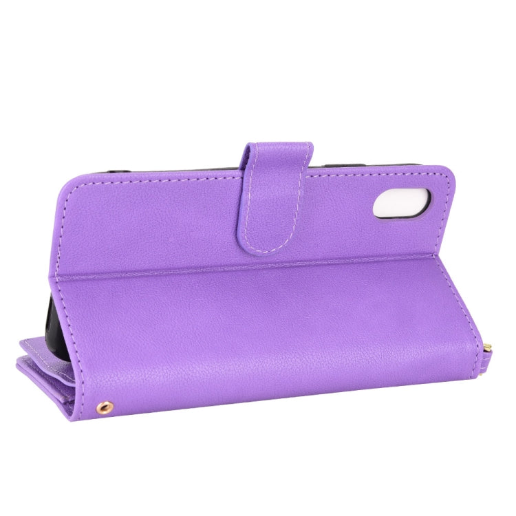 For iPhone X / XS Litchi Texture Zipper Leather Phone Case(Purple) - More iPhone Cases by buy2fix | Online Shopping UK | buy2fix