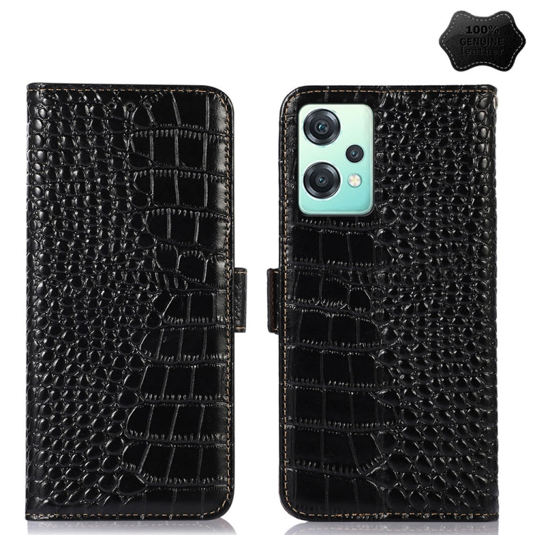 For OnePlus Nord CE 2 Lite 5G Crocodile Top Layer Cowhide Leather Phone Case(Black) - OnePlus Cases by buy2fix | Online Shopping UK | buy2fix