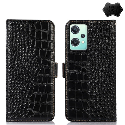 For OnePlus Nord CE 2 Lite 5G Crocodile Top Layer Cowhide Leather Phone Case(Black) - OnePlus Cases by buy2fix | Online Shopping UK | buy2fix