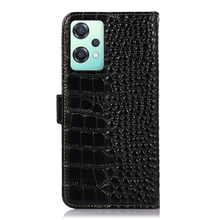 For OnePlus Nord CE 2 Lite 5G Crocodile Top Layer Cowhide Leather Phone Case(Black) - OnePlus Cases by buy2fix | Online Shopping UK | buy2fix