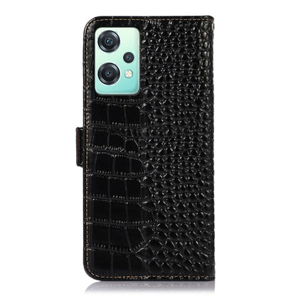 For OnePlus Nord CE 2 Lite 5G Crocodile Top Layer Cowhide Leather Phone Case(Black) - OnePlus Cases by buy2fix | Online Shopping UK | buy2fix