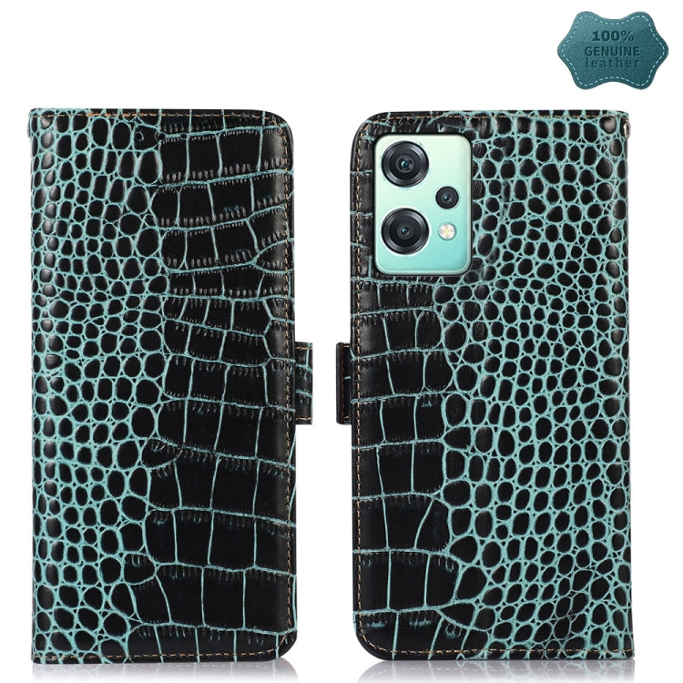 For OnePlus Nord CE 2 Lite 5G Crocodile Top Layer Cowhide Leather Phone Case(Green) - OnePlus Cases by buy2fix | Online Shopping UK | buy2fix