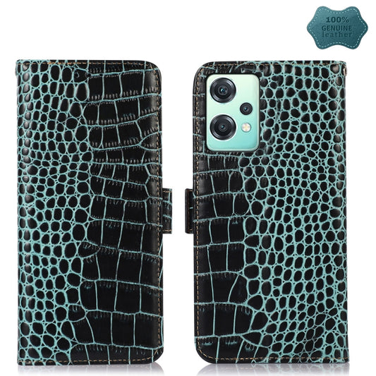 For OnePlus Nord CE 2 Lite 5G Crocodile Top Layer Cowhide Leather Phone Case(Green) - OnePlus Cases by buy2fix | Online Shopping UK | buy2fix