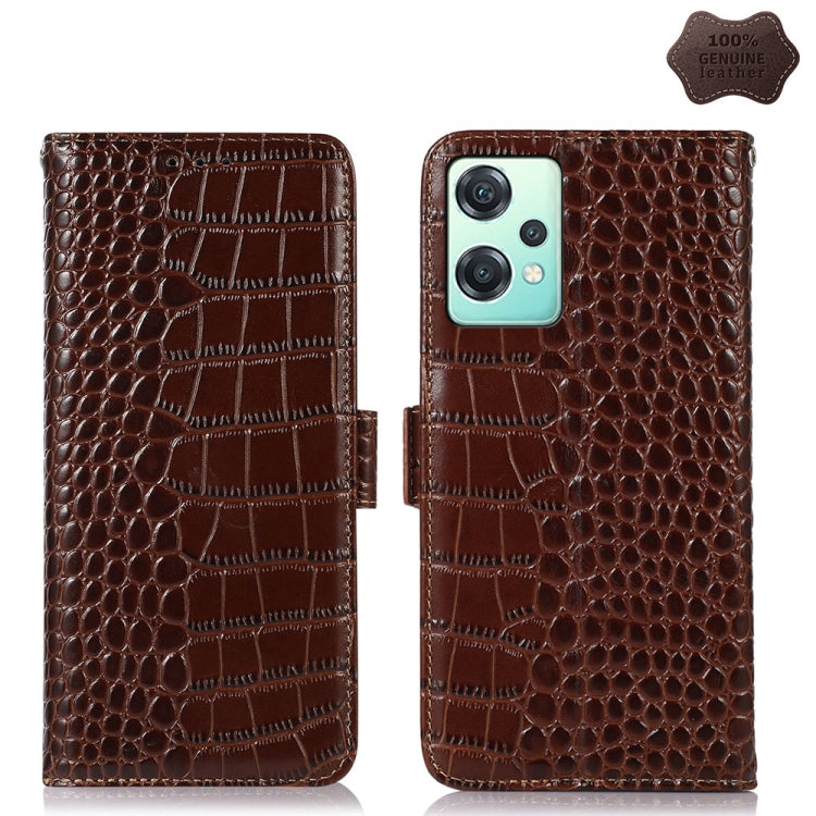 For OnePlus Nord CE 2 Lite 5G Crocodile Top Layer Cowhide Leather Phone Case(Brown) - OnePlus Cases by buy2fix | Online Shopping UK | buy2fix