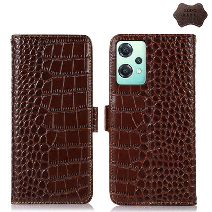 For OnePlus Nord CE 2 Lite 5G Crocodile Top Layer Cowhide Leather Phone Case(Brown) - OnePlus Cases by buy2fix | Online Shopping UK | buy2fix