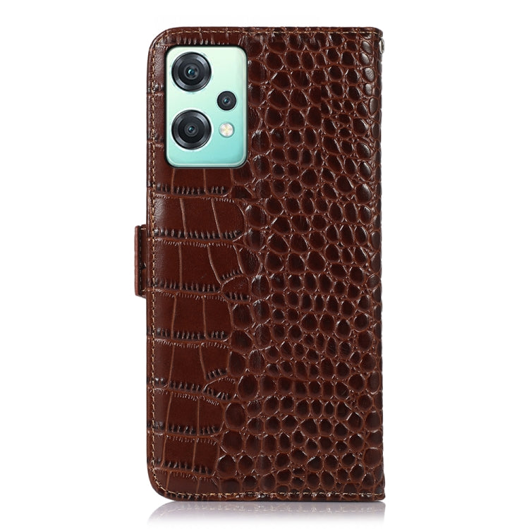 For OnePlus Nord CE 2 Lite 5G Crocodile Top Layer Cowhide Leather Phone Case(Brown) - OnePlus Cases by buy2fix | Online Shopping UK | buy2fix