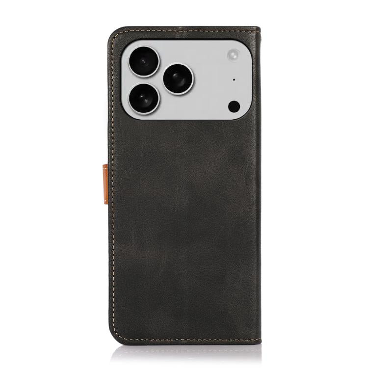 For iPhone 17 Pro Max KHAZNEH Dual-color Cowhide Texture Flip Leather Phone Case(Black) - iPhone 17 Pro Max Cases by buy2fix | Online Shopping UK | buy2fix