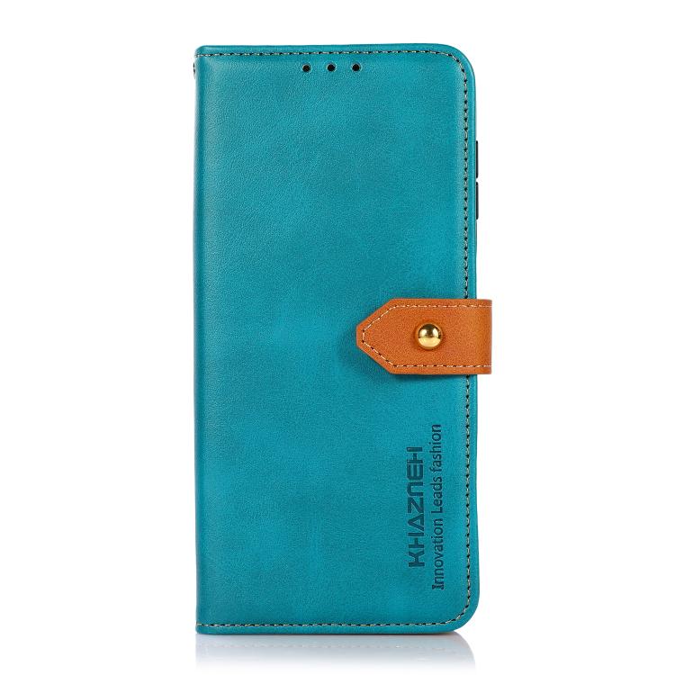 For iPhone 17 Pro Max KHAZNEH Dual-color Cowhide Texture Flip Leather Phone Case(Blue) - iPhone 17 Pro Max Cases by buy2fix | Online Shopping UK | buy2fix
