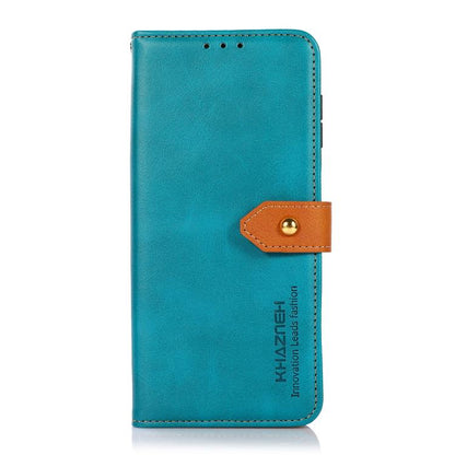 For iPhone 17 Pro Max KHAZNEH Dual-color Cowhide Texture Flip Leather Phone Case(Blue) - iPhone 17 Pro Max Cases by buy2fix | Online Shopping UK | buy2fix