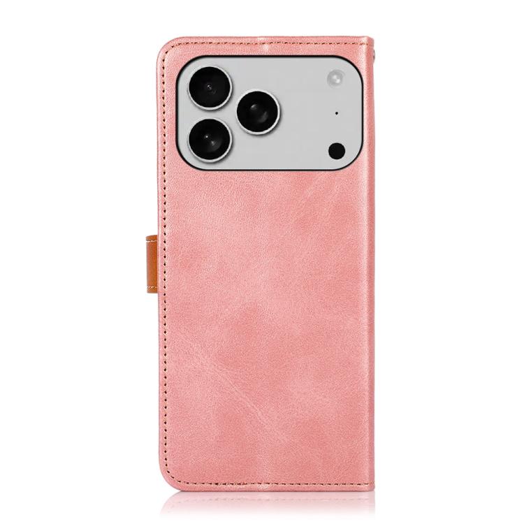 For iPhone 17 Pro KHAZNEH Dual-color Cowhide Texture Flip Leather Phone Case(Rose Gold) - iPhone 17 Pro Cases by buy2fix | Online Shopping UK | buy2fix