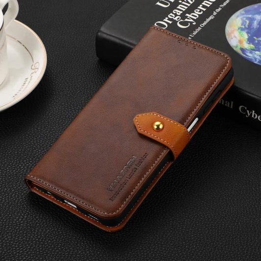 For iPhone 17 Pro KHAZNEH Dual-color Cowhide Texture Flip Leather Phone Case(Brown) - iPhone 17 Pro Cases by buy2fix | Online Shopping UK | buy2fix